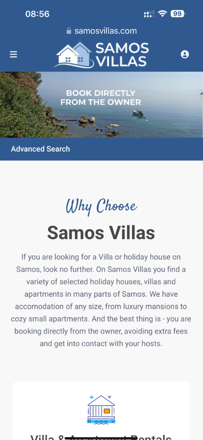 samos villas online website